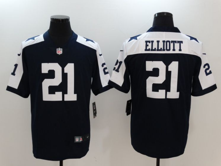 Men Dallas Cowboys #21 Elliott Blue Thanksgiving Nike Vapor Untouchable Limited NFL Jerseys